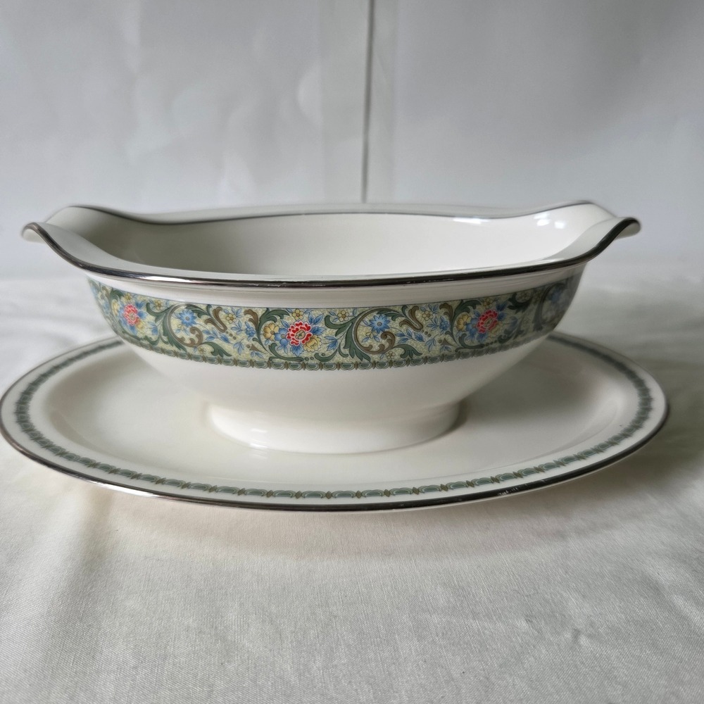Noritake‎ Ivory China Isolde 7019 Gravy Boat with Attached Underplate Japan Vtg.